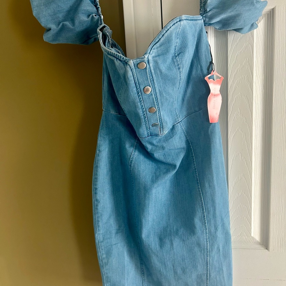 Blue Denim Dress with Button Detail